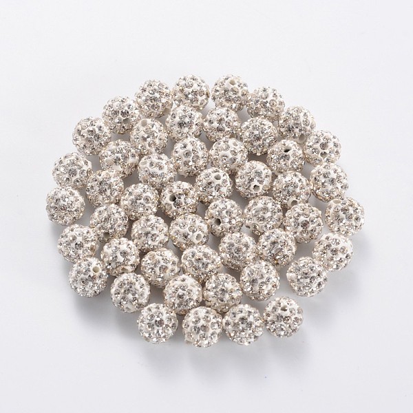

PandaHall Polymer Clay Rhinestone Beads, Pave Disco Ball Beads, Grade A, Crystal, PP11(1.7~1.8mm), 8mm, Hole: 1.5mm Polymer Clay+Glass..., Clear
