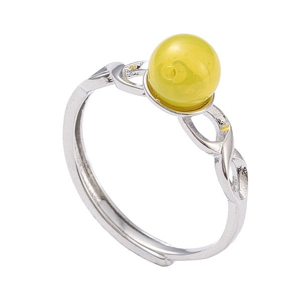 

PandaHall (Jewelry Parties Factory Sale)Adjustable Brass Finger Rings, with Lampwork Beads, Round, Platinum, Yellow, Size 6, Inner Diameter...