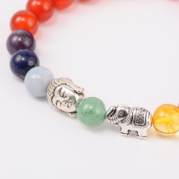 Stretch Buddhist Jewelry Multi-Color Gemstone Chakra Bracelets