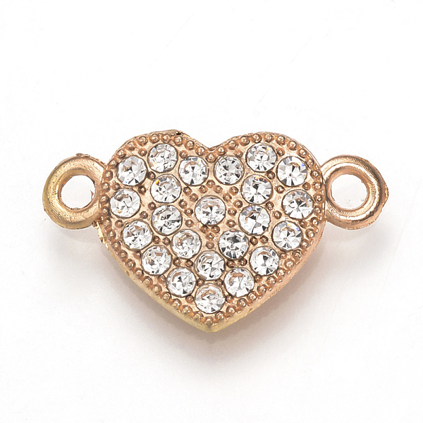 

PandaHall Alloy Rhinestone Links connectors, Heart, Light Gold, 19x11.5x2mm, Hole: 1.5mm Alloy+Rhinestone Heart Clear