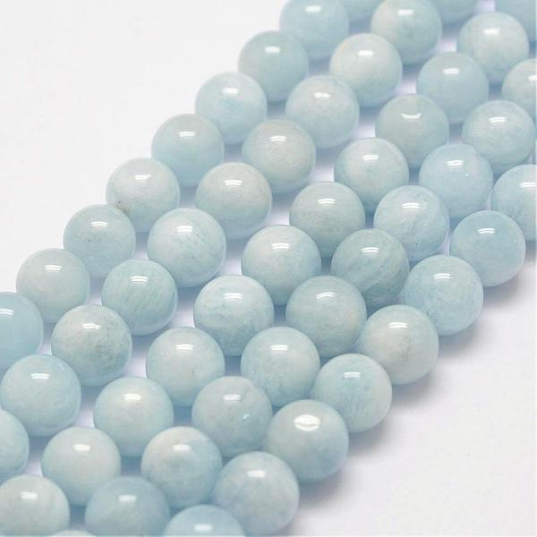 

PandaHall Natural Aquamarine Bead Strands, Round, 10mm, Hole: 1mm, about 39pcs/strand, 16 inch Aquamarine Round Green