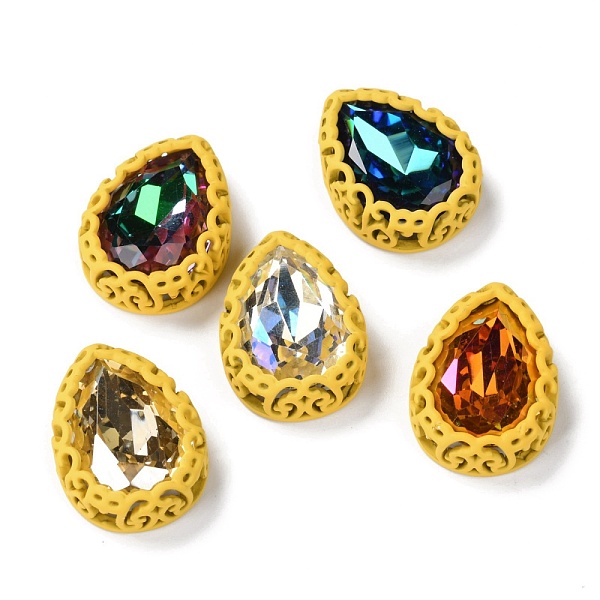 

PandaHall Sew on Rhinestone, Glass Rhinestone, with Brass Findings, Garments Accessories, Teardrop, Mixed Color, Gold, 21x16x7.5mm, Hole...
