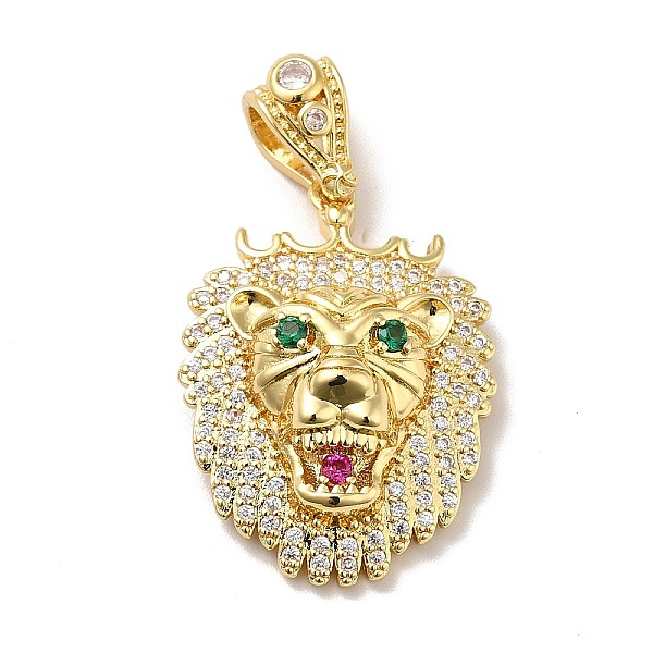 

PandaHall Brass Micro Pave Cubic Zirconia Pendants, Long-Lasting Plated, Real 18K Gold Plated, Lion, Colorful, 28x20.5x8.5mm, Hole: 4x7.5mm..., Green