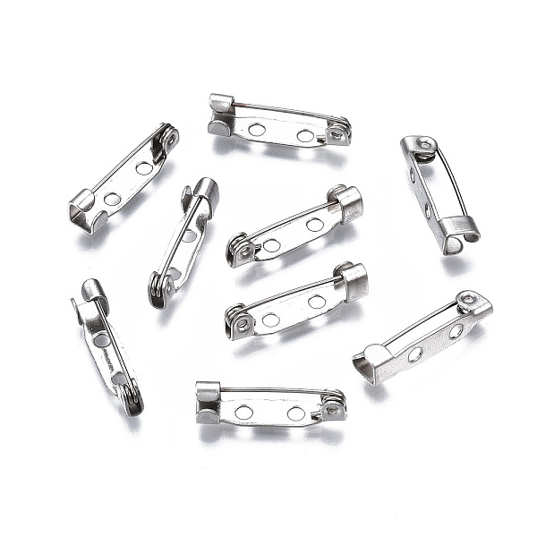 

PandaHall 201 Stainless Steel Brooch Pin Back Safety Catch Bar Pins, with 2 Holes, Stainless Steel Color, 19x4.5x5mm, Hole: 2mm, pin: 0.5mm...
