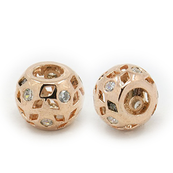 

PandaHall Brass Cubic Zirconia European Beads, Rondelle, Rose Gold, 12x9mm, Hole: 5mm Brass+Cubic Zirconia Rondelle