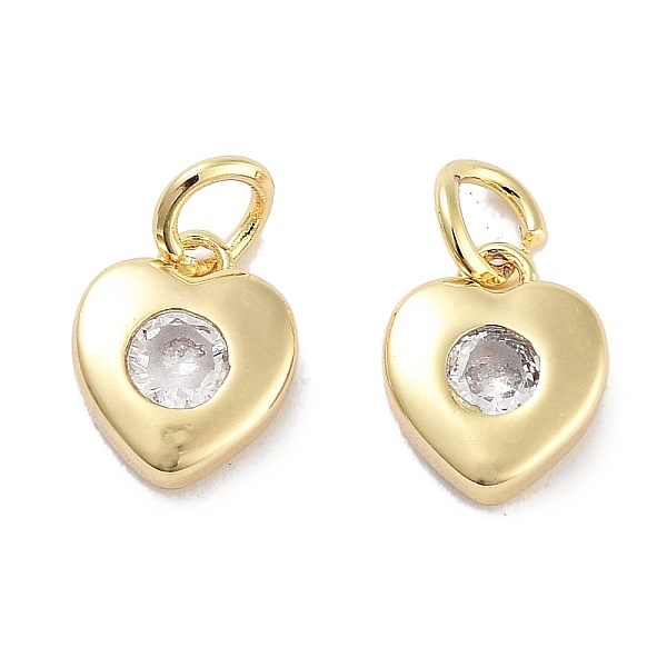 

PandaHall Brass Micro Pave Cubic Zirconia Charms, with Jump Ring, Heart, Real 18K Gold Plated, Clear, 8x6.5x2.5mm, Hole: 2.5mm Brass+Cubic...