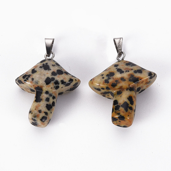 

PandaHall Natural Dalmatian Jasper Pendants, with Stainless Steel Snap On Bails, Mushroom, Stainless Steel Color, 27.5~28.5x23~25x9.5~10.5mm...