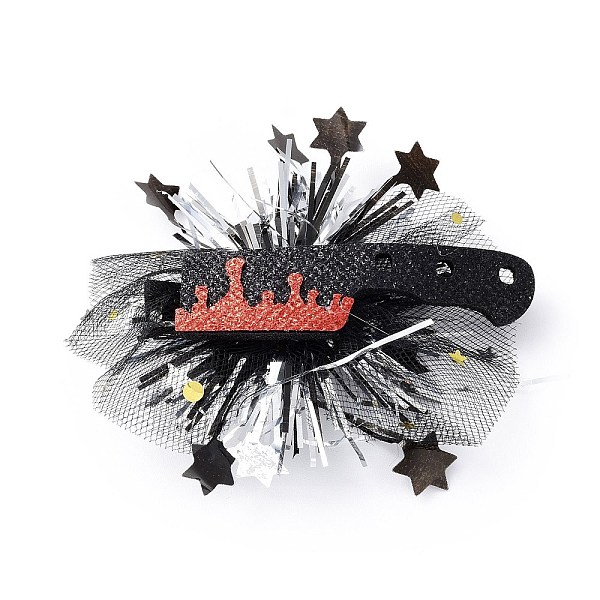 

PandaHall Halloween Theme Knife Felt Alligator Hair Clips, with Iron Clips and Organza, for Child, 85x89x15mm Cloth Tableware