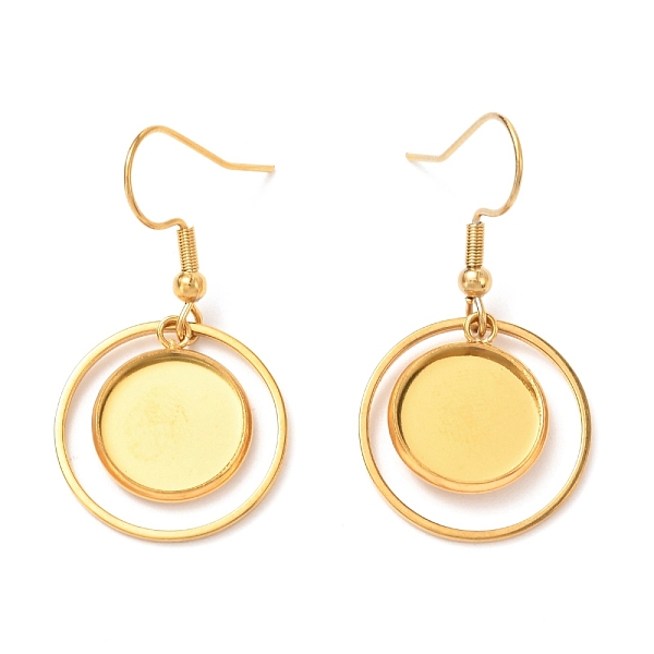 

PandaHall 201 Stainless Steel Earring Hooks, with Flat Round Cabochon Settings, Round, Golden, Tray: 12mm, 37mm, 22 Gauge, Pin: 0.6mm 201...