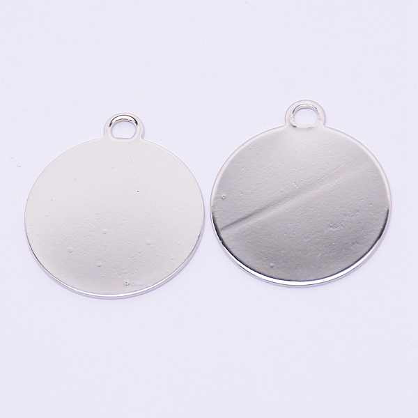 

PandaHall Brass Pendants, Stamping Blank Tag, Flat Round, Platinum, 26x22x0.8mm, Hole: 3mm Brass Flat Round
