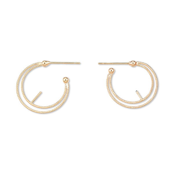 

PandaHall Brass Stud Earring Findings, For Half Drilled Beads, Half Hoop Earrings, Cadmium Free & Nickel Free & Lead Free, Ring, Real 18K...