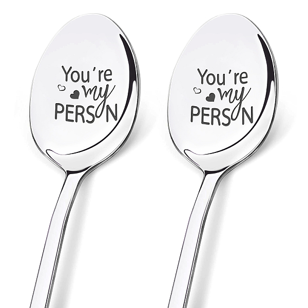 

PandaHall Stainless Steel Spoon, Word, 196x32mm, 2pcs/set Stainless Steel Letter
