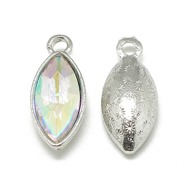 

PandaHall Alloy Glass Pendants, Faceted, Horse Eye, Platinum, Clear AB, 20x9x5mm, Hole: 1.5mm Alloy+Glass Horse Eye White