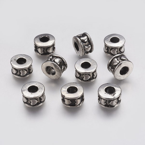 

PandaHall Ion Plating(IP) 304 Stainless Steel European Beads, Large Hole Beads, Column with Heart, Antique Silver, 11.5x7.5mm, Hole: 4.5mm...