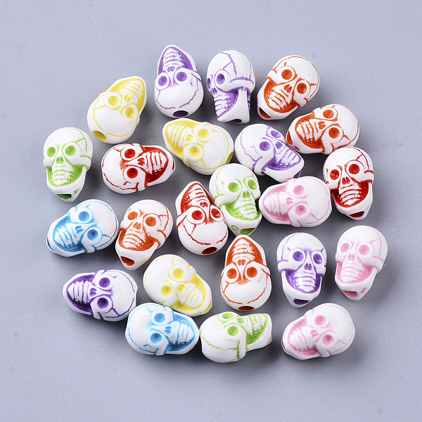 

PandaHall Craft Style Acrylic Beads, Skull, Mixed Color, 13x9.5x8.5mm, Hole: 2.5mm, about 950pcs/500g Acrylic Skull Multicolor