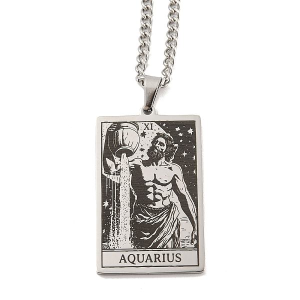 

PandaHall 304 Stainless Steel Tarot Pendant Necklaces, Cable Chain Necklaces, Aquarius, 23.23~24.21 inch(59~61.5cm) 304 Stainless Steel...