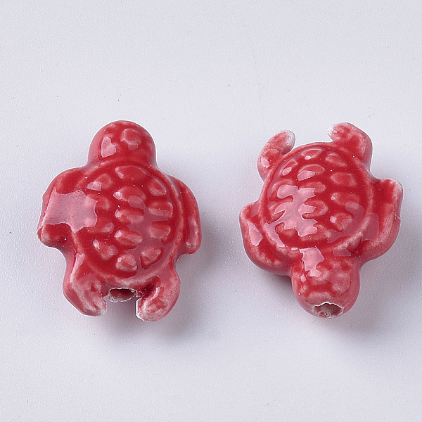 

PandaHall Handmade Porcelain Beads, Bright Glazed Porcelain Style, Tortoise, Red, 19x15x8.5mm, Hole: 2mm Porcelain Tortoise Red