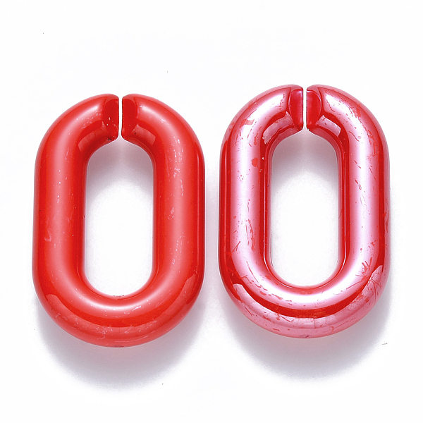 

PandaHall Opaque Acrylic Linking Rings, Quick Link Connectors, for Cable Chains Making, Pearlized, Oval, Red, 31x19.5x5.5mm, Inner Diameter...