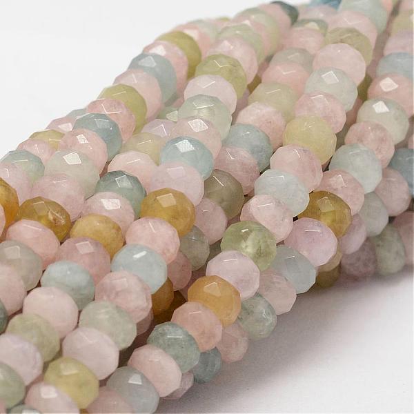 

PandaHall Faceted Rondelle Natural Morganite Bead Strands, 6x3.5mm, Hole: 1mm, about 116pcs/strand, 15.7 inch Morganite Rondelle