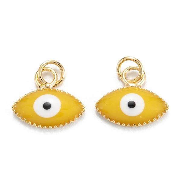 

PandaHall Brass Enamel Pendants, Real 18K Gold Plated, Long-Lasting Plated, Evil Eye, Gold, 10x11x2mm, Hole: 2.6mm Brass+Enamel Eye Gold