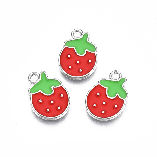 

PandaHall Rack Plating Alloy Enamel Pendants, Cadmium Free & Lead Free, Strawberry, Crimson, 16.5x11.5x1.5mm, Hole: 1.8mm Alloy+Enamel Fruit..., Pink