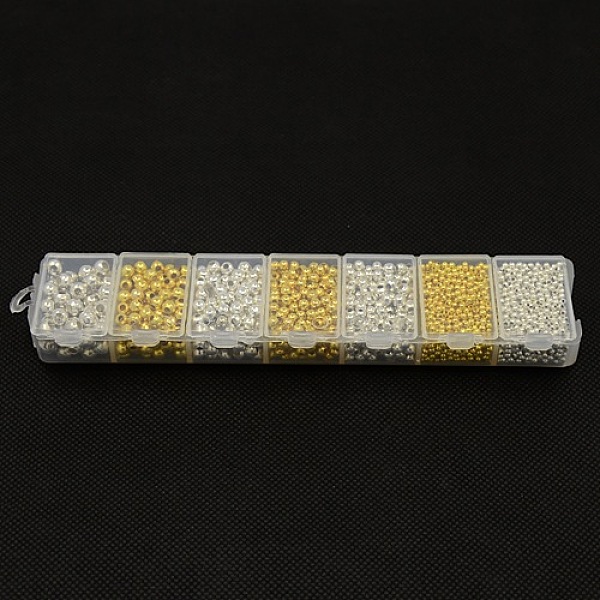 

PandaHall 1 Box Mixed Color Iron Round Spacer Beads, 2~5mm, Hole: 1~1.5mm, about 105g/box Iron Round