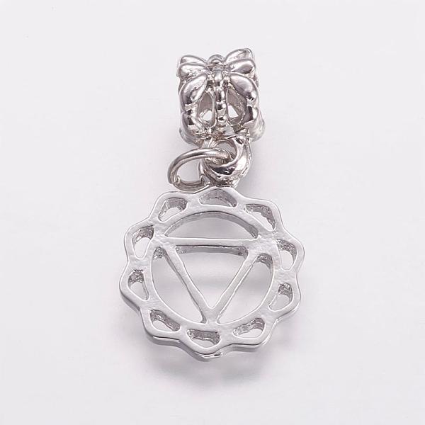 

PandaHall Alloy European Dangle Charms, Large Hole Pendants, Chakra, Manipura, Platinum, 28mm, 18x14x1mm, Hole: 4mm Alloy Others
