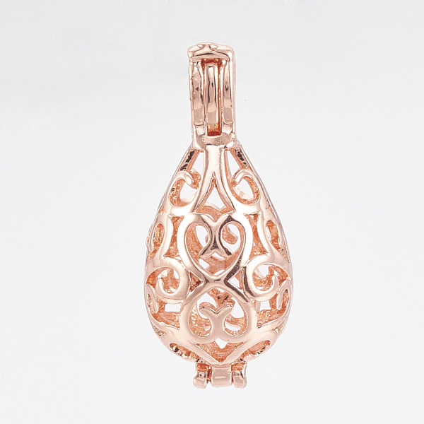 

PandaHall Brass Locket Pendants, Cage Pendants, Hollow, teardrop, Rose Gold, 29.5x12mm, Hole: 6x3mm, Inner Measure: 16x10mm Brass Teardrop