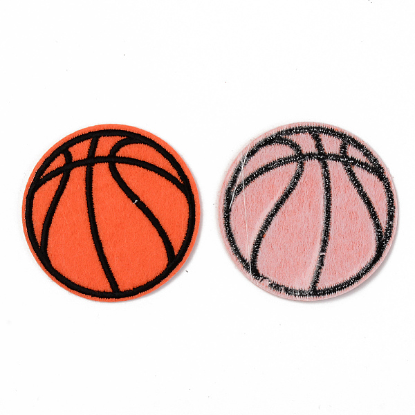 

PandaHall Sports Theme Computerized Embroidery Cloth Iron on/Sew on Patches, Appliques, Costume Accessories, Basketball, Coral, 59x1mm Cloth..., Red