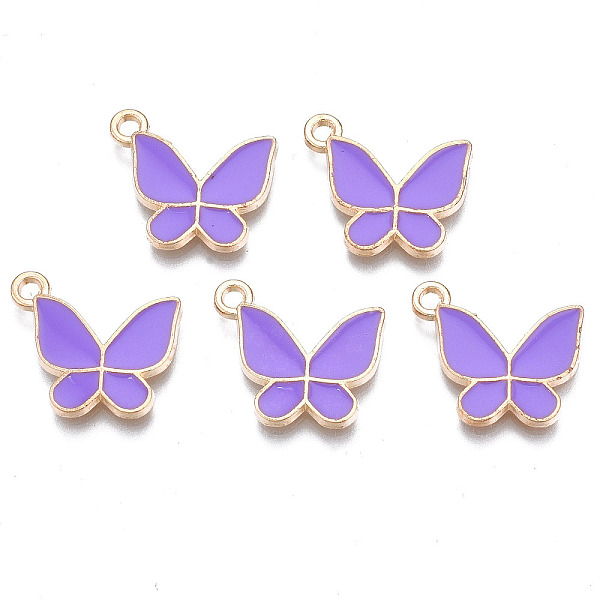 

PandaHall Alloy Enamel Pendants, Cadmium Free & Lead Free, Butterfly, Light Gold, Dark Violet, 15x17x2mm, Hole: 1.6mm Alloy+Enamel Butterfly
