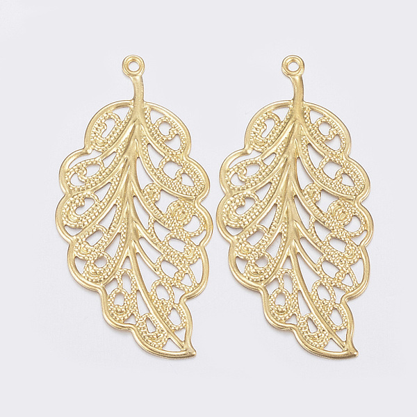 

PandaHall 304 Stainless Steel Pendants, Leaf, Golden, 33.5x17x0.5mm, Hole: 1mm 304 Stainless Steel Leaf