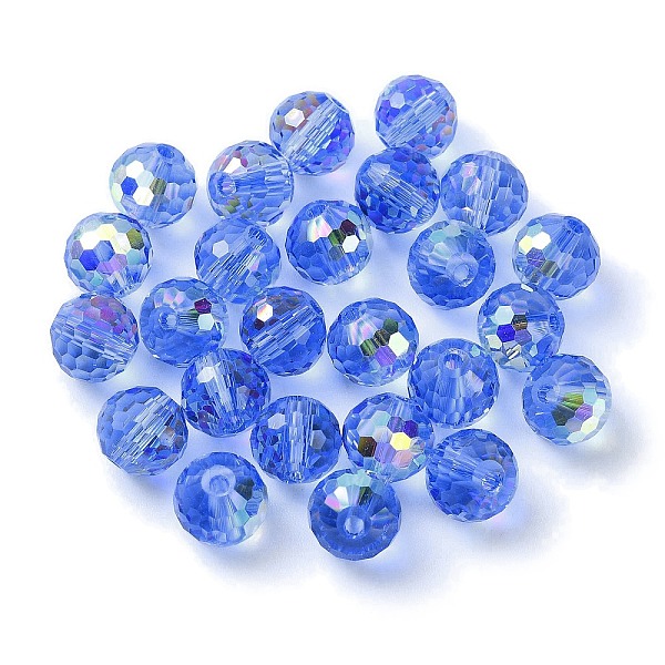

PandaHall AB Color Plated Glass Beads, Faceted Round, Cornflower Blue, 8x7mm, Hole: 1.5mm Glass Round