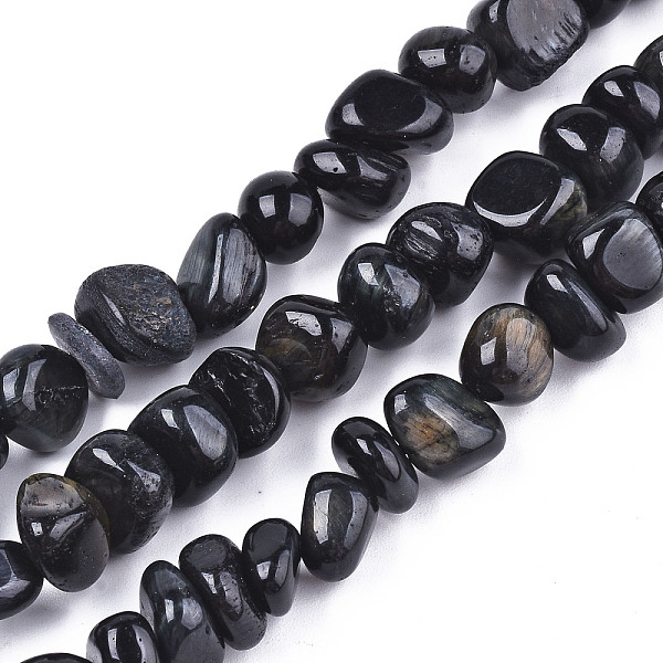 

PandaHall Natural Tiger Eye Beads Strands, Dyed, Tumbled Stone, Nuggets, Black, 3~12x6~10x6~10mm, Hole: 1.2mm, about 52~58pcs/strand...