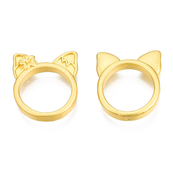 

PandaHall Alloy Bead Frames, Circle Frames, Matte Style, Cat, Matte Gold Color, 15x13x3mm, Hole: 0.7mm Alloy Cat Shape