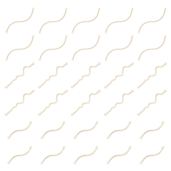 

PandaHall HOBBIESAY 30Pcs 3 Styles Brass Connector Charms, for DIY Earring Accessories, Curved Line Shape, Real 14K Gold Plated...