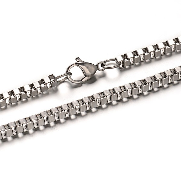 

PandaHall 304 Stainless Steel Venice Chain Box Chain Necklaces, with Lobster Claw Clasps, Stainless Steel Color, 35.4 inch(90cm), link...