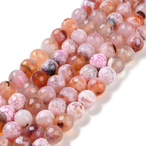 

PandaHall Natural Agate Beads Strands, Dyed & Heated, Faceted, Round, Pink, 10mm, Hole: 0.8mm, about 37pcs/strand, 14.96''(38cm) Crackle...
