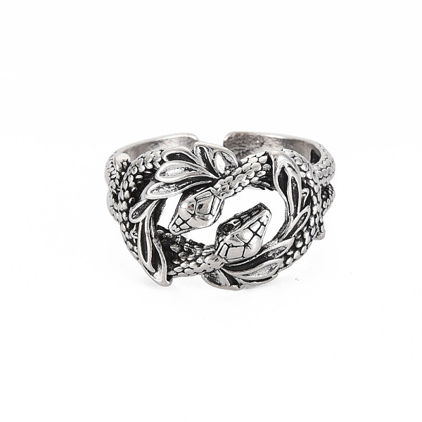 

PandaHall Men's Snake Alloy Open Cuff Ring, Wide Chunky Ring, Cadmium Free & Lead Free, Antique Silver, US Size 8 3/4(18.7mm) Alloy