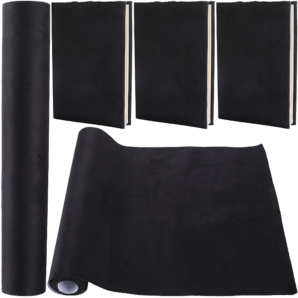 CRASPIRE 78.7 x 16.5" Velvet Book Cloth for Book Binding Black Fabric Surface Paper Backed Bookcover A3-A8 Notebook Wraps Book Covering Protector Bookbinding Supplies for Books Album DIY Scrapbooking