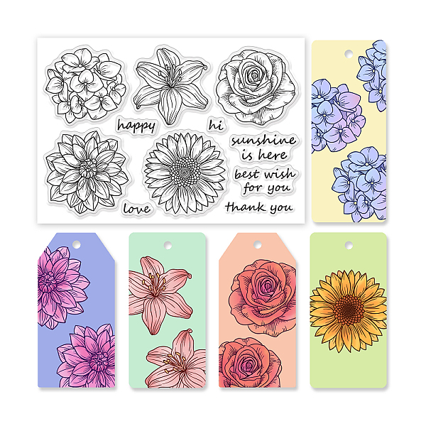 

PandaHall GLOBLELAND Flowers Clear Stamps Sunflower Dahlia Lily Rose Silicone Clear Stamp Seals for Cards Making DIY Scrapbooking Photo...