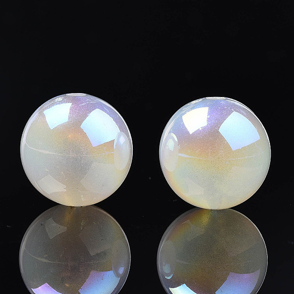 

PandaHall Rainbow Iridescent Plating Acrylic Beads, Glitter Beads, Round, White, 11.5mm, Hole: 1.8mm Acrylic Round White