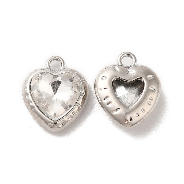

PandaHall Rack Plating Alloy Pandants, with Glass, Nickel Free, Heart Charms, Platinum, Clear, 16x13x5.5mm, Hole: 2mm Alloy+Glass Heart...