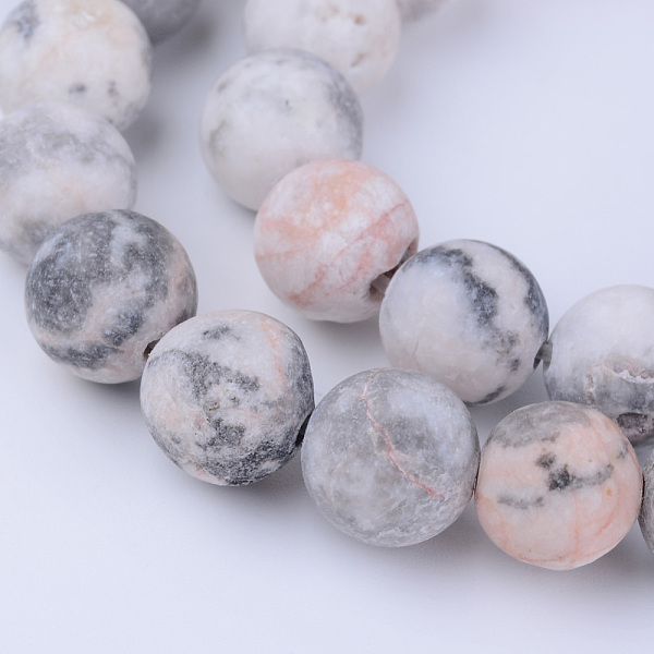 

PandaHall Natural Zebra Jasper Beads Strands, Frosted, Round, 10~10.5mm, Hole: 1.2mm, about 36pcs/strand, 15.5 inch Zebra Jasper Round