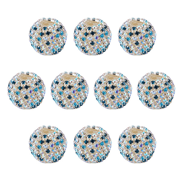 10 perle ronde en strass de verre scintillant