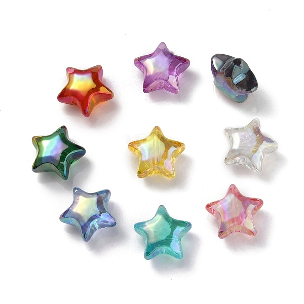 

PandaHall UV Plating Rainbow Iridescent Acrylic Beads, Star, Mixed Color, 18.5x19.5x10.5mm, Hole: 2.9mm Acrylic Star Multicolor
