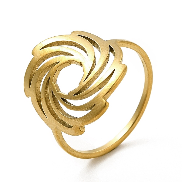 

PandaHall Ion Plating(IP) 201 Stainless Steel Finger Rings, Vortex Wide Band Rings for Women, Golden, US Size 6(16.5mm), Vortex: 17.5x14.5mm...