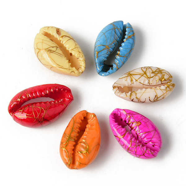 

PandaHall Natural Cowrie Shell Beads, No Hole/Undrilled, Dyed and Drawbench, Mixed Color, 18~22x12~14x7~8mm Cowrie Shell Shell Shape..., Multicolor