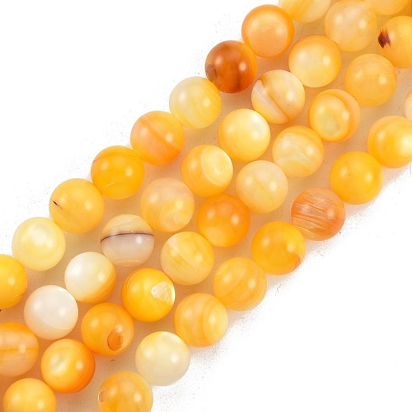 

PandaHall Natural Golden Yellow Shell Beads Strands, Round, 8mm, Hole: 0.9mm, about 49pcs/strand, 14.96 inch(38cm) Yellow Shell Round