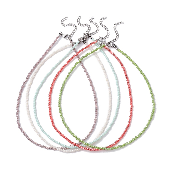 

PandaHall Sparkling Glass Beaded Necklaces, Mixed Color, 13.62 inch(34.6cm) Glass Multicolor