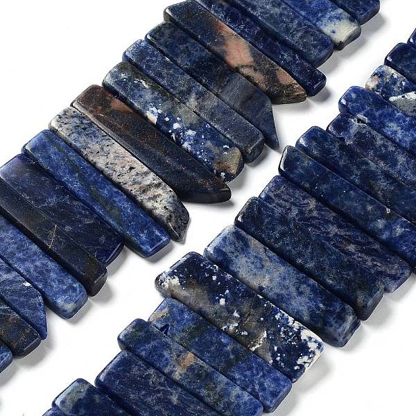 

PandaHall Natural Sodalite Beads Strands, Top Drilled Beads, Rectangle, 24~62x8~14x4~9mm, Hole: 1.8mm, about 34~39pcs/strand...